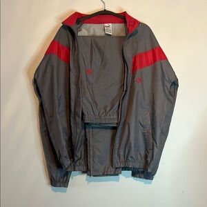 Puma Men's Gray and Red Windbreaker Jacket and pants
